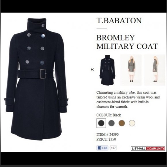 Babaton Military Style Coat - Picture 1 of 7